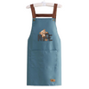 Kawaii Bear Print Kitchen Apron | Waterproof Beige Bib Apron with "NICE" Lettering & Pockets