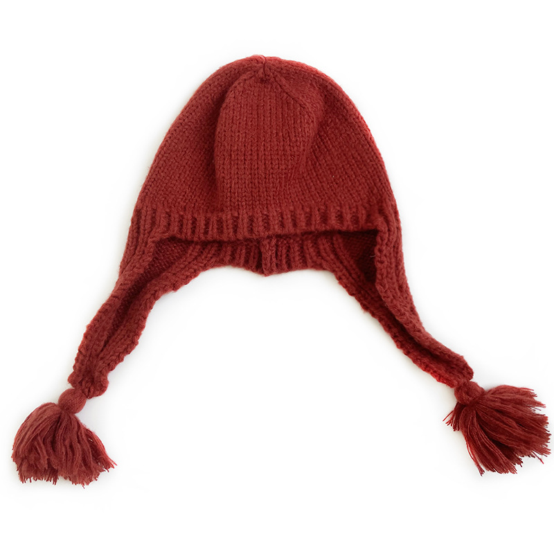 Cozy Winter Children Earflap Hat | Knit Beanie with Tassel Pom Poms 