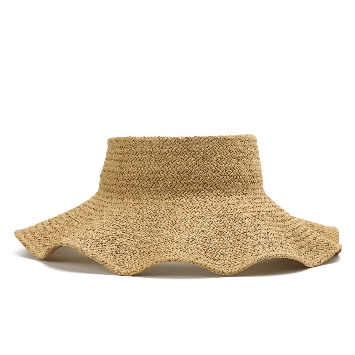 Wholesale Custom Wavy Brim Raffia Sun Visor Hat - Women Beach Headwear