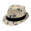 Wholesale Customizable Palm Tree Print Straw Trilby Hats for Men