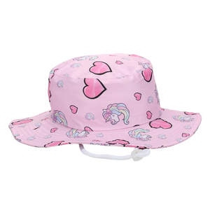 Wholesale Fashion Pink Print Kids Bucket Hat with Chin Strap