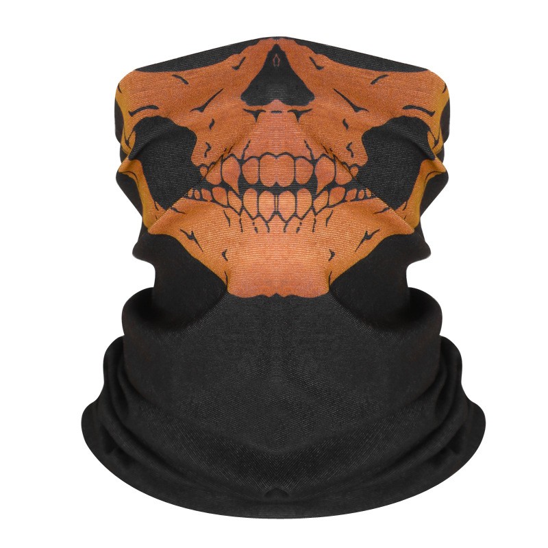 Custom Polyester Skull Print Seamless Bandana for Outdoor Activities