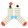 Playful Kitten Print Cotton Socks | Colorful Novelty Crew Socks for Women & Girls