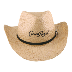 Crown Royal Straw Cowboy Hat – Natural Woven Western Hat with Leather Band