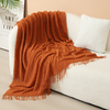 Custom Red Tasseled Knit Throw Blanket – Wholesale Soft Textured Decorative Blanket for Hotel & Airbnb