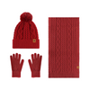 Wholesale 3-Piece Winter Polyester Cozy Cable Knit Set: Beanie, Scarf, Gloves - In Stock Now