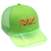 Custom Neon Green Trucker Hat with Transparent PVC Brim & Embroidered Logo – Wholesale