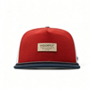 Color‑Block Laser Perforated Quick‑Dry Trucker Snapback Hat with Leather Patch & Rope Detail