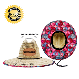 Customizable Unisex UPF50+ Wide Brim Straw Hat