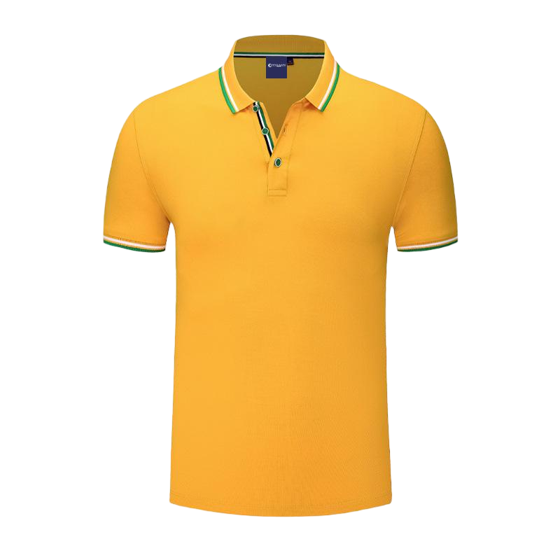 Yellow Men Classic Cotton Business Polo Shirt 