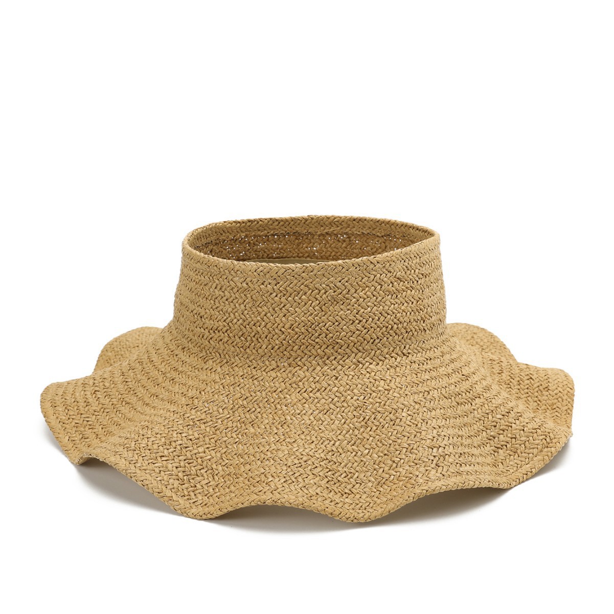 Wholesale Custom Wavy Brim Raffia Sun Visor Hat - Women Beach Headwear