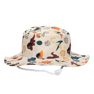 Fashion Priint Logo Kids Cotton Wide Brim Sun Protection Bucket Hat