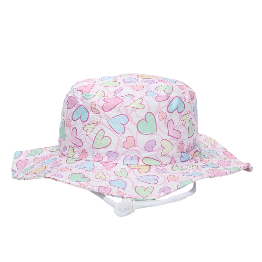 Wholesale Fashion Pink Print Kids Bucket Hat with Chin Strap