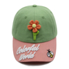 Cute 3D Flower & Bee Embroidered Baseball Cap – "Colorful World" Kids Hat