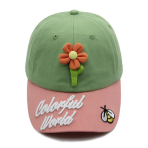 Cute 3D Flower & Bee Embroidered Baseball Cap – "Colorful World" Kids Hat