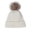 Cable Knit Beanie Hat with Faux Fur Pom Pom – Winter Warm Knitted Cap