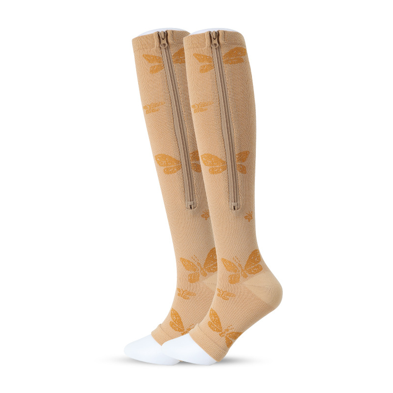 Wholesale Premium Zipper Compression Socks – Knee High Support Socks for Running & Medical Use