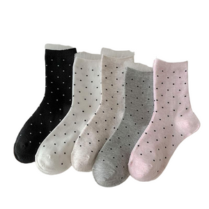 Women's Cute Polka Dot Crew Socks - Soft Cotton Breathable Mid-Calf Socks