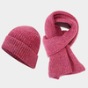 Heather Tan Knit Beanie and Scarf Set – Warm Ribbed Winter Hat & Scarf for Men & Women