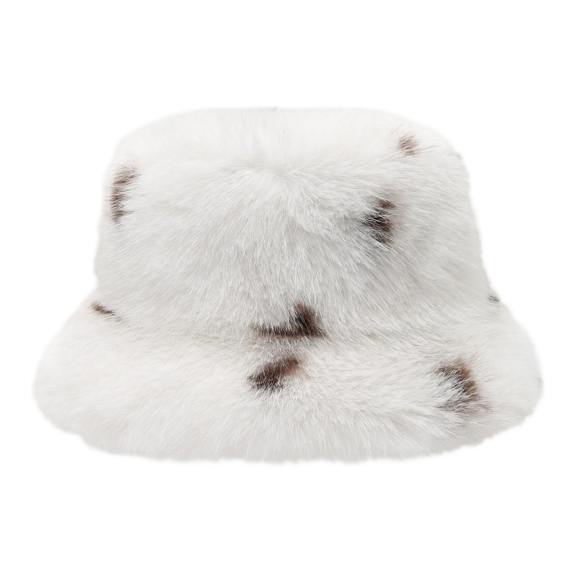 Bulk Custom Logo Winter Furry Bucket Hat, Patchwork Spotted Imitation Fur Plush Fisherman Cap For Women Men