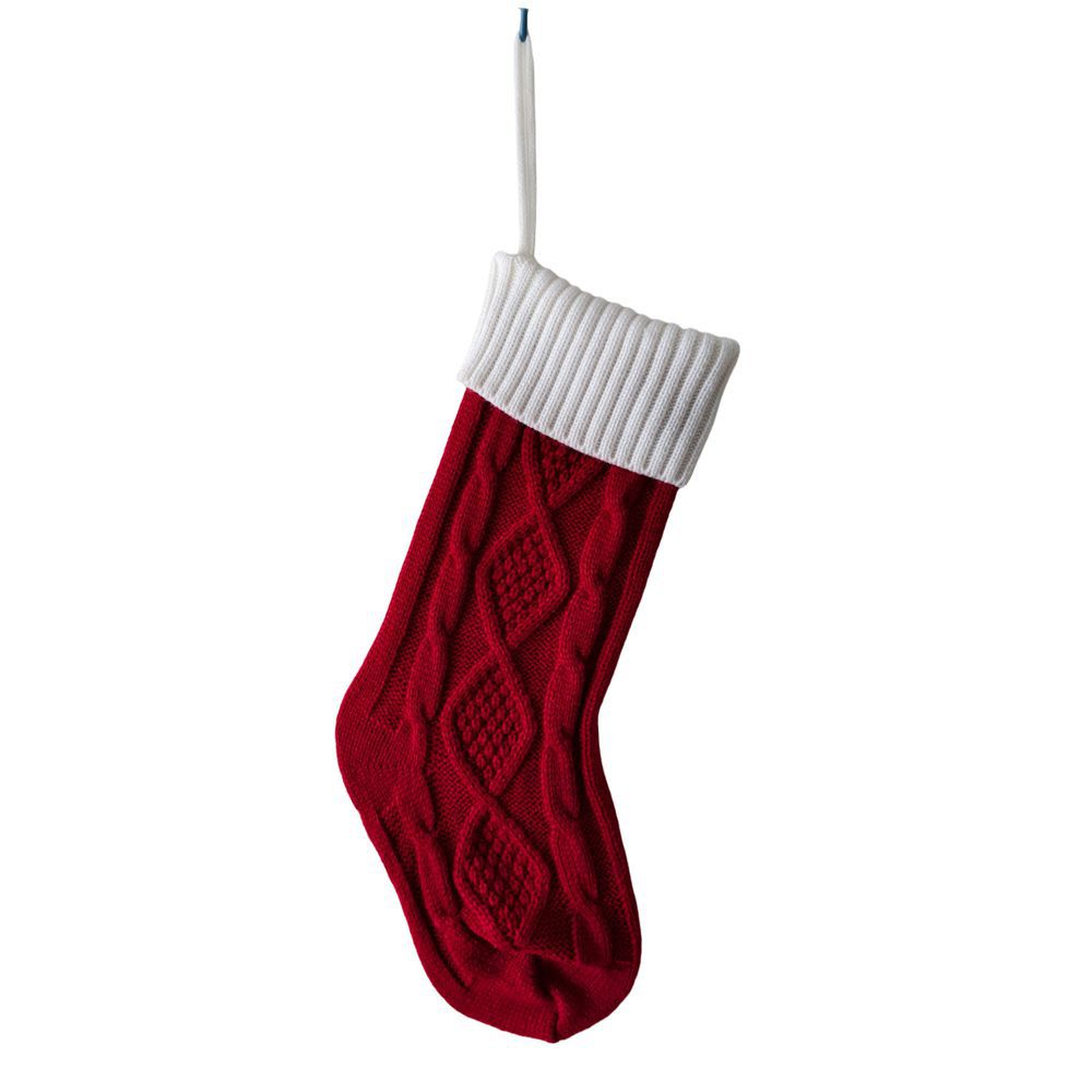 Custom Embroidery Acrylic Cable Knit Christmas Stockings Wholesale Xmas Tree Hanging Decoration
