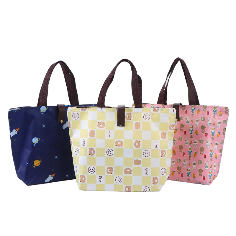 Custom Printed Foldable Polyester Tote Folder Bag Wholesale Reusable Grocery Shopping Handbag