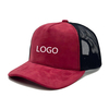 Wholesale Blank Suede Panel Trucker Hat Two‑Tone Mesh Back Snapback Baseball Cap
