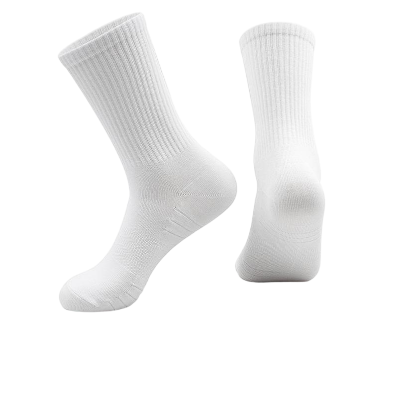 Wholesale Crew Sports Socks, Ribbed Cuff Cotton Athletic Mid‑Calf Socks 