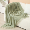 Custom Red Tasseled Knit Throw Blanket – Wholesale Soft Textured Decorative Blanket for Hotel & Airbnb