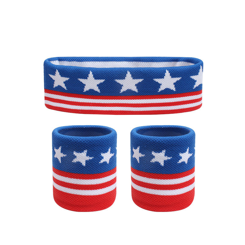 Custom Breathable Jacquard Star Sports Wristband & Headband 