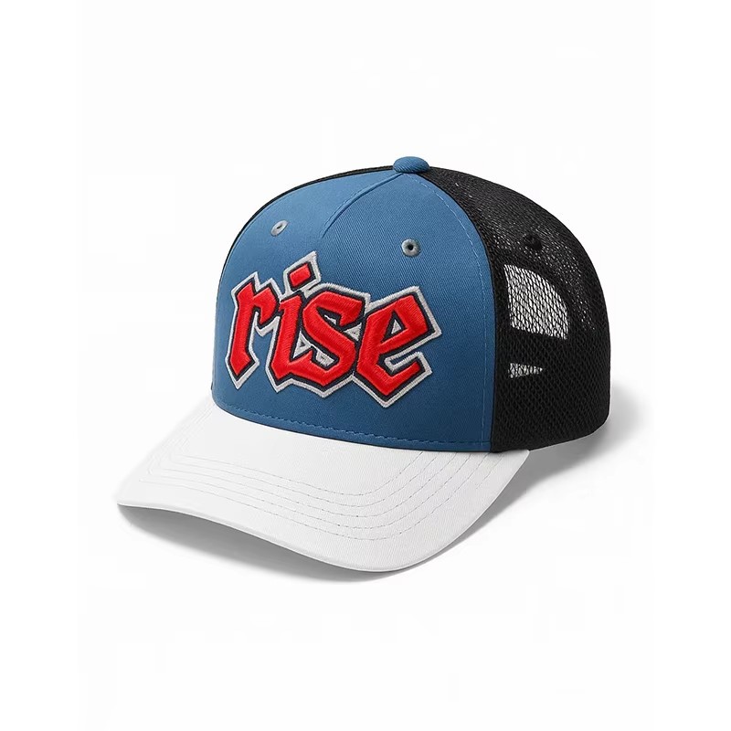 3D Puff Embroidery Trucker Hat Mesh Back Adjustable Snap‑on Baseball Cap