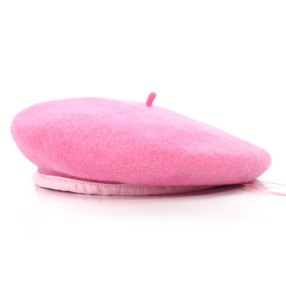 Soft Wool Blend Pink Beret Hat for women and girls
