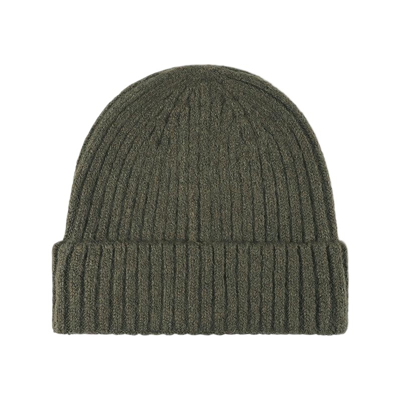Vintage Street Style Ribbed Knit Beanie with Cuffed Brim