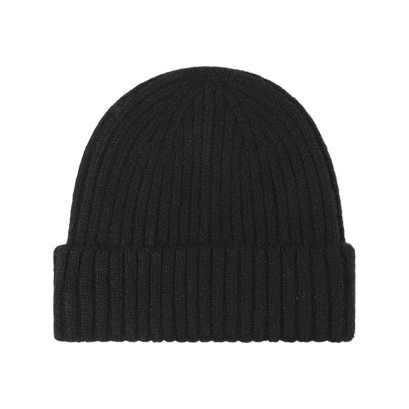 Vintage Street Style Ribbed Knit Beanie with Cuffed Brim