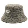 Retro Women Motorbike Pattern Bucket Hat | Khaki Cotton Sun Hat with Label