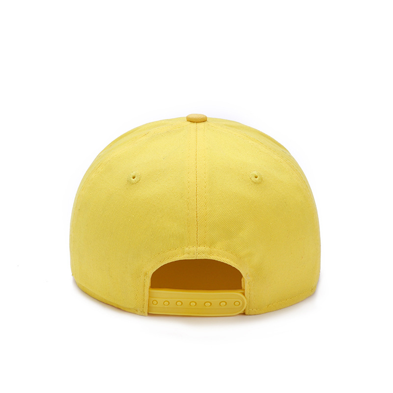 Yellow Flat Brim Snapback Cap | Embroidered Patch Children Adjustable Hat