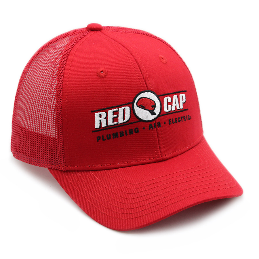 Wholesale Custom Embroidered Red Mesh Trucker Cap - Men Sports Headwear