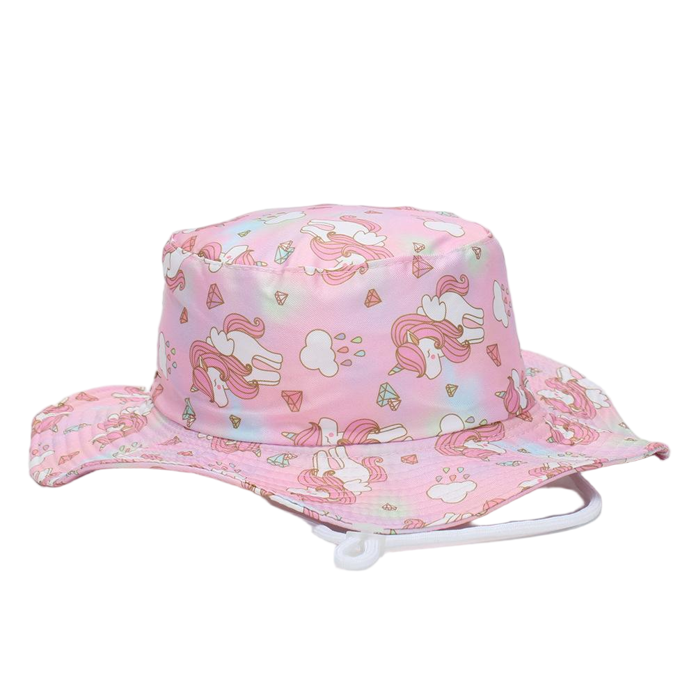 Wholesale Fashion Pink Print Kids Bucket Hat with Chin Strap