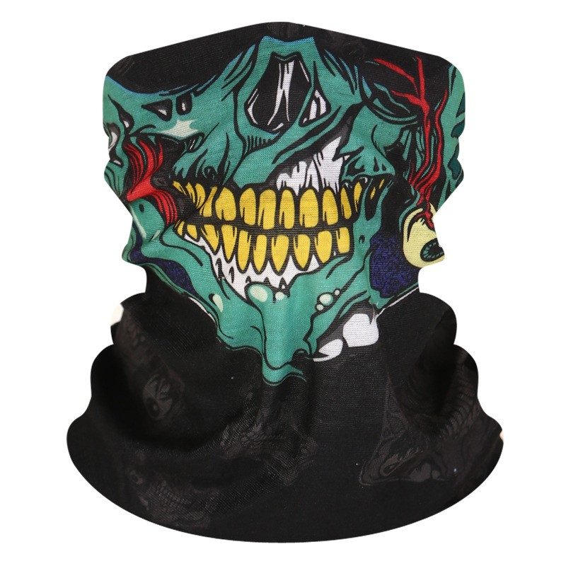 Custom Polyester Skull Print Seamless Bandana for Outdoor Activities