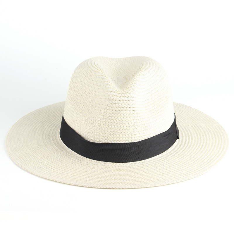 Retro Panama Style Straw Hat – Customizable Wide Brim Sun Protection Hat