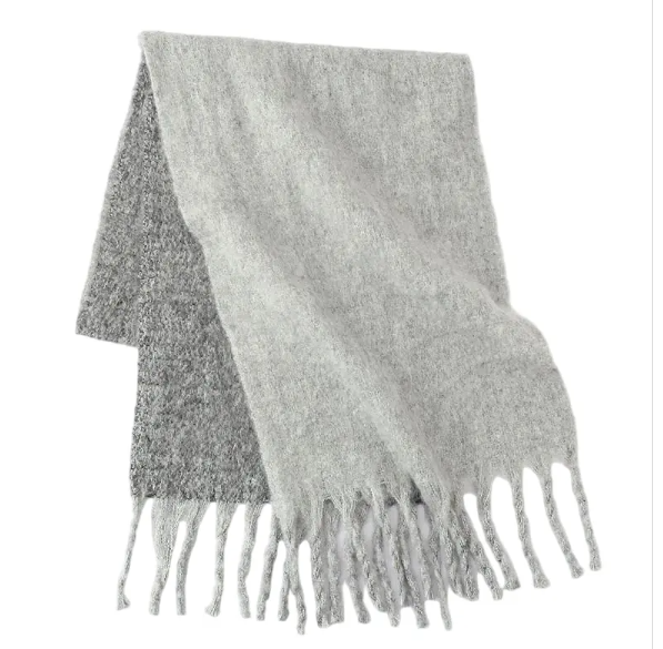Soft Fuzzy Gradient Red Fringed Scarf