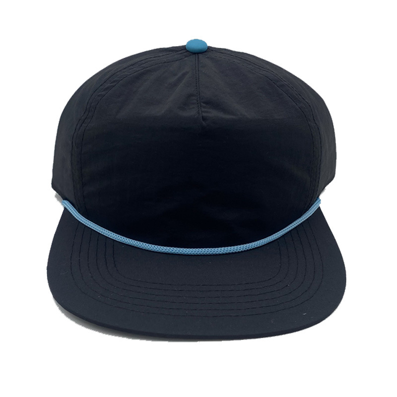 Wholesale Custom Logo Nylon Flat Brim Rope Hat Blank Quick-Dry Sports Baseball Cap 