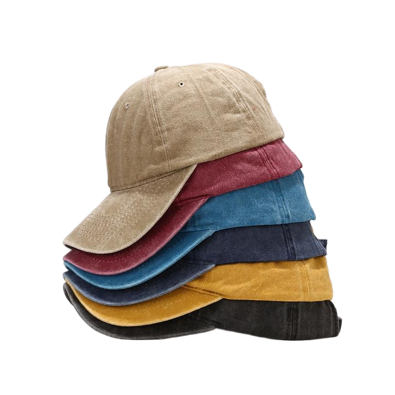 Wholesale Unisex Vintage Washed Cotton Baseball Cap, Blank Distressed Solid Color Adjustable Dad Hat