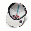 Color‑Block Laser Perforated Quick‑Dry Trucker Snapback Hat with Leather Patch & Rope Detail