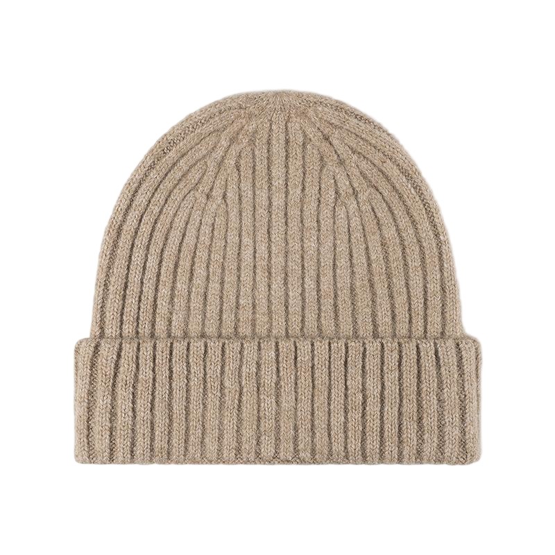 Vintage Street Style Ribbed Knit Beanie with Cuffed Brim