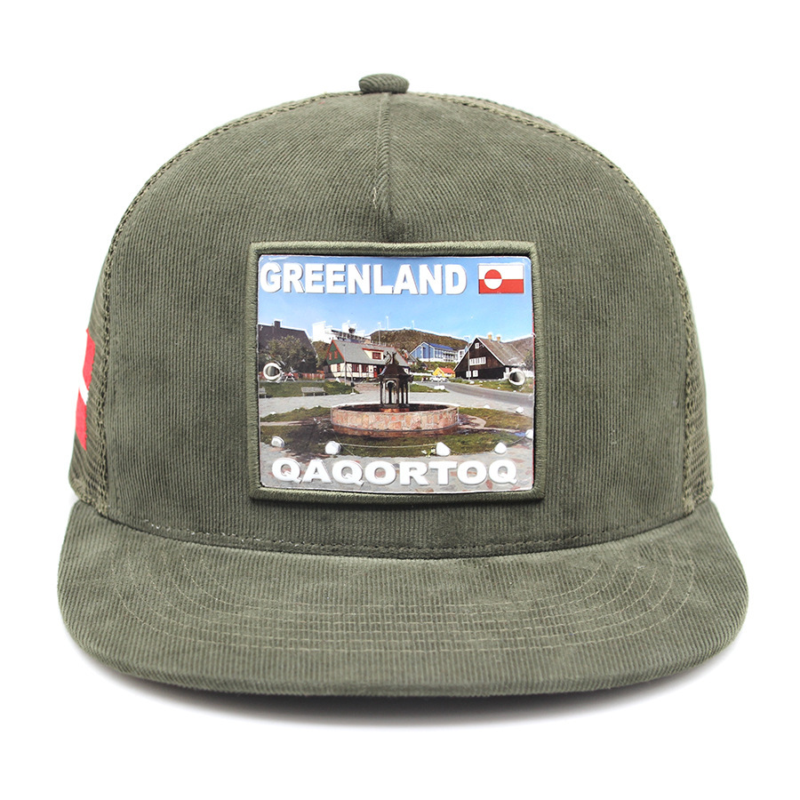 Olive Green Mesh Back Trucker Hat Custom Patch Logo Cap