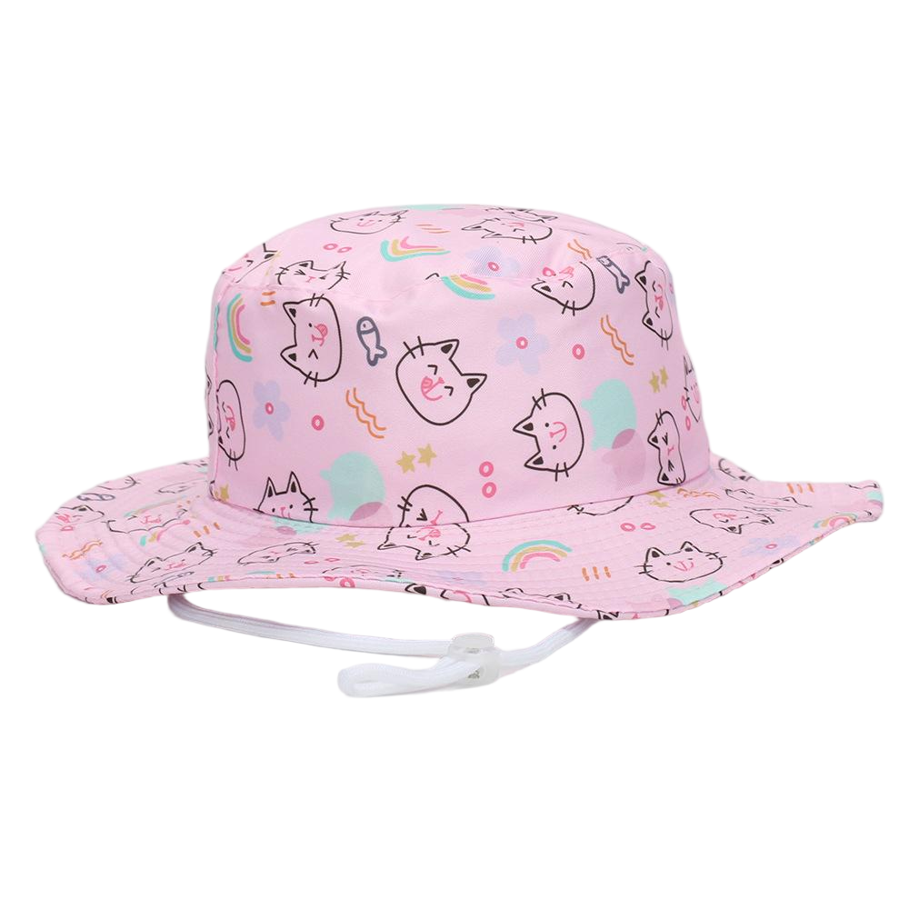 Wholesale Fashion Pink Print Kids Bucket Hat with Chin Strap