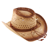 Vintage Crocheted Straw Cowboy Hat with Beaded Band