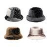 Bulk Custom Logo Winter Furry Bucket Hat, Patchwork Spotted Imitation Fur Plush Fisherman Cap For Women Men