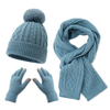 Fleece Lined Football Knit Beanie, Scarf and Touchscreen Gloves Winter Set – Thick Warm Cold Weather Gear